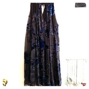 Black dress with velvet blue flowers